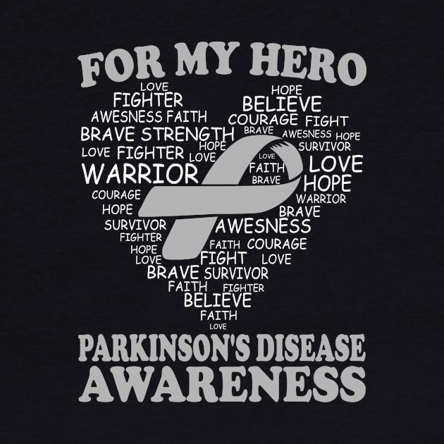 For My Hero Parkinson's Disease Awareness Ribbon Heart by mateobarkley67